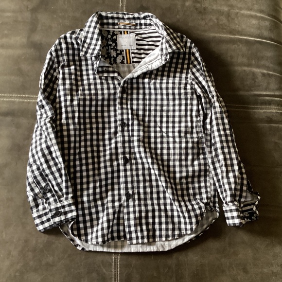 Denim & Flower black and white checked button down 5/6 - Picture 1 of 3